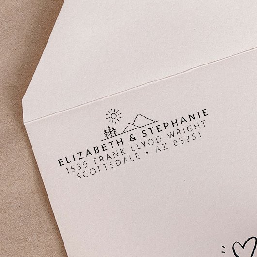 差出人住所アドベンチャー結婚のミニマリストカスタム セルフインキングスタンプ