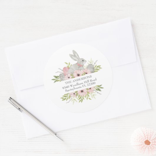 差出人住所イースターバニー&エッグス ラウンドシール (封筒)