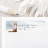 差出人住所ウィンターキュートキツネ エレガント ラベル (インサイチュ)