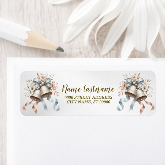 差出人住所ウエディングフラワーベルピンクブルー ラベル (インサイチュ)