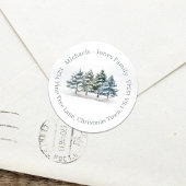 差出人住所ウォーターカラーパインツリーカスタム ラウンドシール