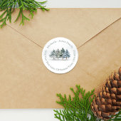 差出人住所ウォーターカラーパインツリーカスタム ラウンドシール