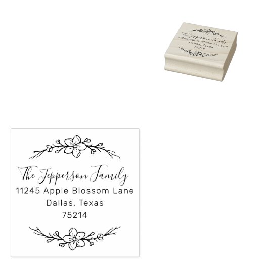 差出人住所エレガントフローラスクリプカスタムト ラバースタンプ (押印)