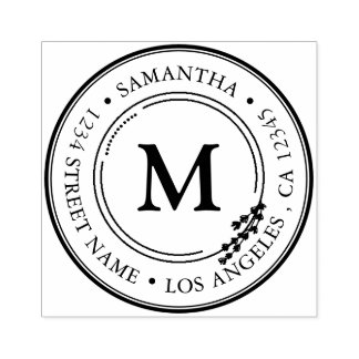 差出人住所エレガントモノグラムミニマリストセルフイン ラバースタンプ