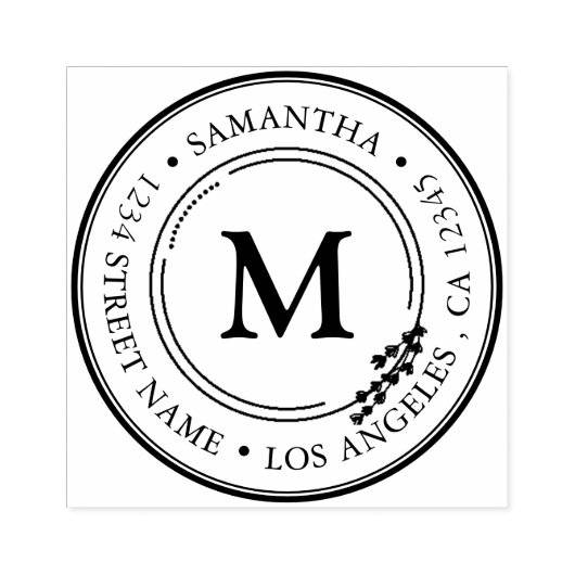 差出人住所エレガントモノグラムミニマリストセルフイン ラバースタンプ (インプリント)