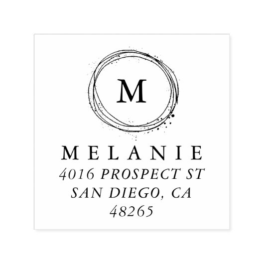 差出人住所エレガントモノグラムミニマル セルフインキングスタンプ (デザイン)