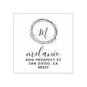 差出人住所エレガントモノグラムミニマル ラバースタンプ (インプリント)