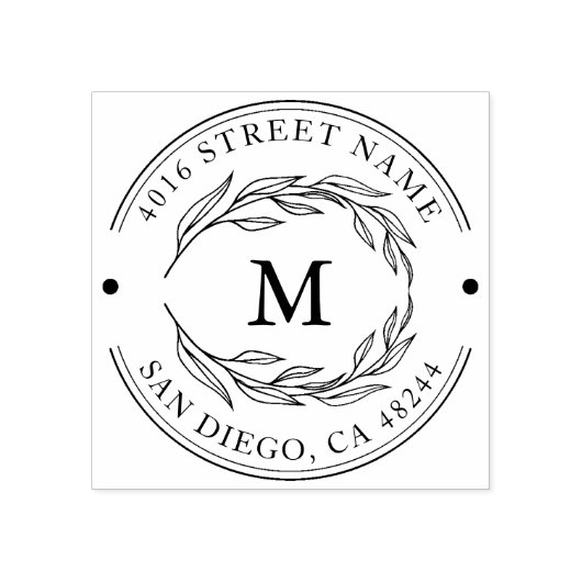 差出人住所エレガントモノグラムミニマル ラバースタンプ (インプリント)