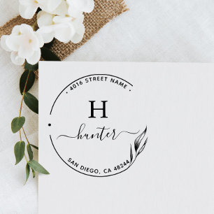 差出人住所エレガントモノグラムミニマル ラバースタンプ