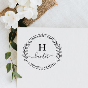 差出人住所エレガントモノグラムミニマル ラバースタンプ