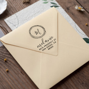 差出人住所エレガントモノグラムミニマル ラバースタンプ