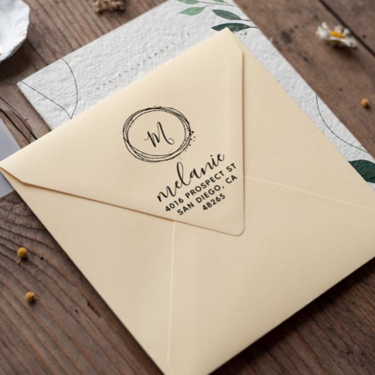 差出人住所エレガントモノグラムミニマル ラバースタンプ