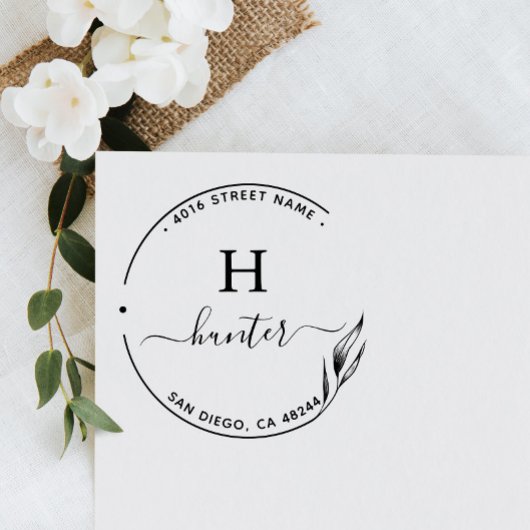 差出人住所エレガントモノグラムミニマル ラバースタンプ