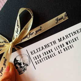 差出人住所エレガントヴィンテージゴシックスカルカスタム セルフインキングスタンプ