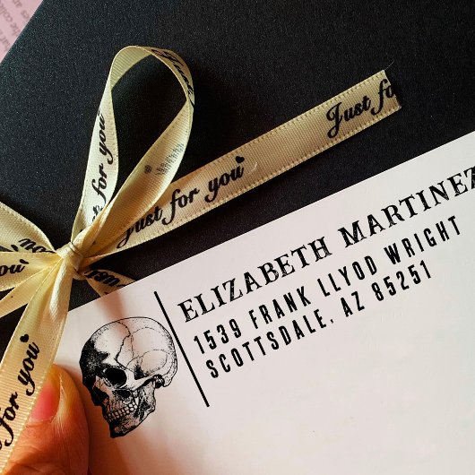 差出人住所エレガントヴィンテージゴシックスカルカスタム セルフインキングスタンプ