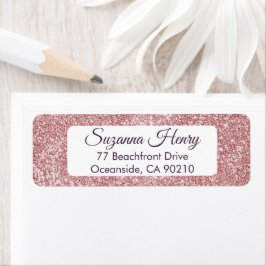 差出人住所エレガント手書きピンクグリッター(_N) ラベル