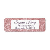 差出人住所エレガント手書きピンクグリッター(_N) ラベル (正面)