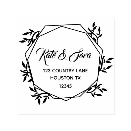 差出人住所エレガント素朴植物学レタリング セルフインキングスタンプ (デザイン)