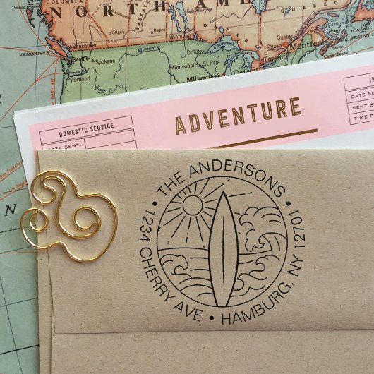 差出人住所カスタムサーフボードウェーブスサーファー セルフインキングスタンプ