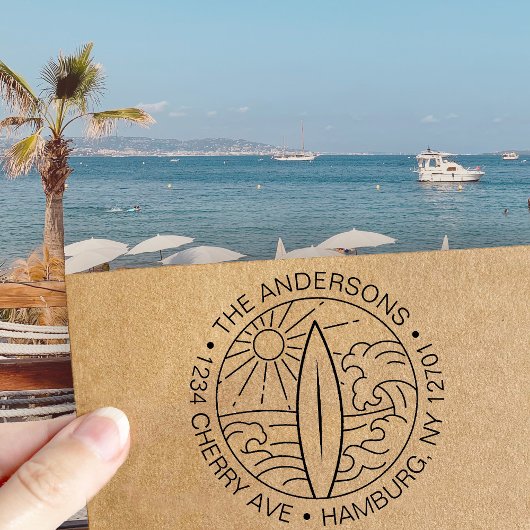 差出人住所カスタムサーフボードウェーブスサーファー セルフインキングスタンプ