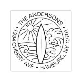 差出人住所カスタムサーフボードウェーブスサーファー セルフインキングスタンプ (デザイン)