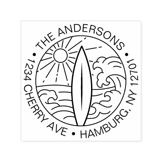 差出人住所カスタムサーフボードウェーブスサーファー セルフインキングスタンプ (デザイン)