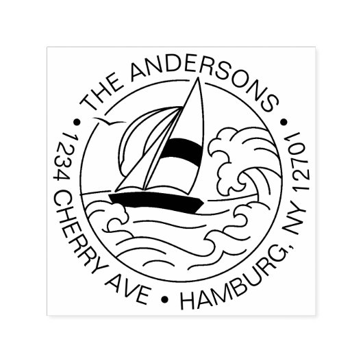差出人住所カスタムセーリングボートヨットファミリー セルフインキングスタンプ (デザイン)