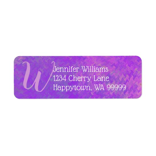差出人住所カスタムモノグラムバイオレットマルレードアート ラベル (正面)