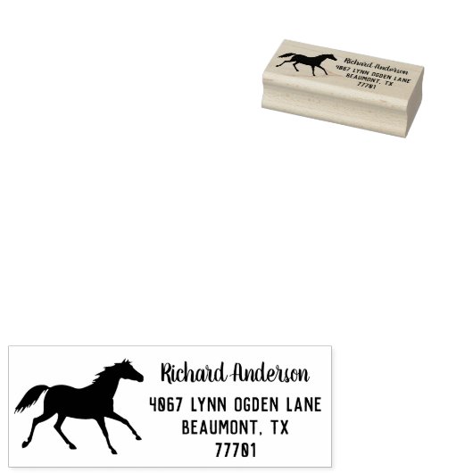 差出人住所カスタム用馬好きゴム印 ラバースタンプ (押印)