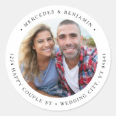差出人住所カップル写真エレガントシンプル ラウンドシール (正面)