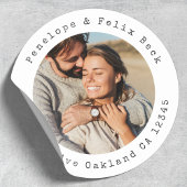 差出人住所カップル写真クラシックラウンドステッカー ラウンドシール