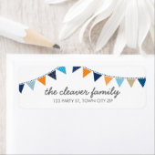 差出人住所カラフルおもしろいバンティングブルーオレンジ ラベル (インサイチュ)