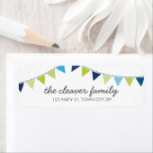 差出人住所カラフルおもしろいバンティンブルーグリーンボーイ ラベル (インサイチュ)