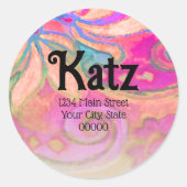 差出人住所カラフルボホフローラ水彩色 ラウンドシール (正面)