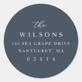 差出人住所クラシックシーコースタルネイビーラウンド ラウンドシール (正面)