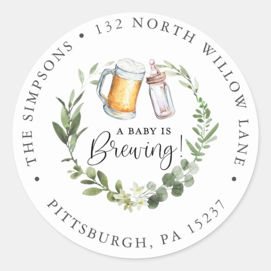 差出人住所クラシックラウンドステッカー ラウンドシール (正面)