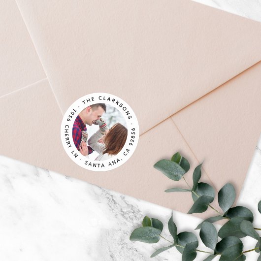 差出人住所クラシックラウンドフォトステッカー ラウンドシール