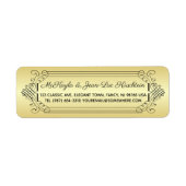 差出人住所クラシック金ゴールドブラックエレガントウェディング ラベル (正面)