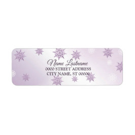 差出人住所クリスマスピンクパープルスノーフレーク ラベル