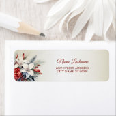 差出人住所クリスマスホワイトレッドフラワーズホリデー ラベル (インサイチュ)