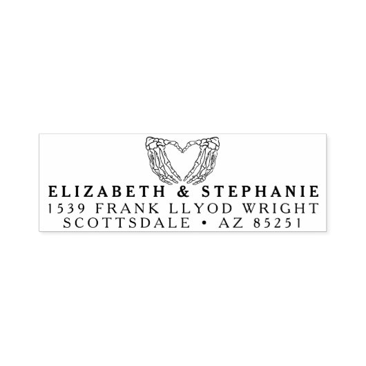 差出人住所ゴシック結婚骨格ハートカスタム セルフインキングスタンプ (デザイン)