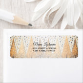 差出人住所ゴールデンクリスマスツリーズスノーフレーク ラベル (インサイチュ)