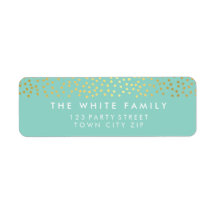 差出人住所シックな素朴な金ゴールド紙吹雪ミント