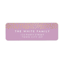 差出人住所シックな素朴な金ゴールド紙吹雪紫