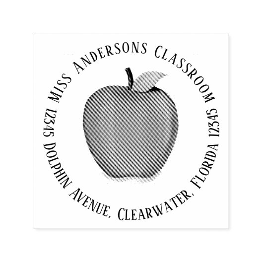 差出人住所シンプルアップルタイポグラフィ セルフインキングスタンプ (デザイン)