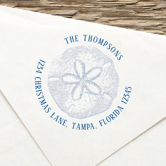 差出人住所シンプルビーチ沿岸サンドドル セルフインキングスタンプ