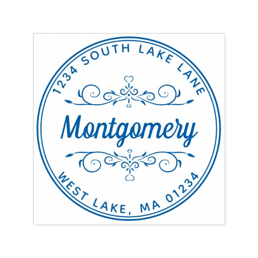 差出人住所スクリプトハートフローラファミリ名 セルフインキングスタンプ (デザイン)