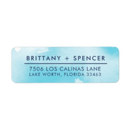 差出人住所スタイリッシュアモダンアクア水色 ラベル