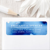 差出人住所スタイリッシュネイビーモダンブルーの水色 ラベル (インサイチュ)