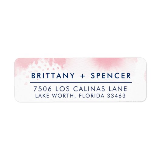 差出人住所スタイリッシュネイビー赤面ピンク水色 ラベル (正面)